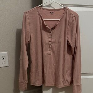 Old Navy Mauve Button-Front Long Sleeve Henley